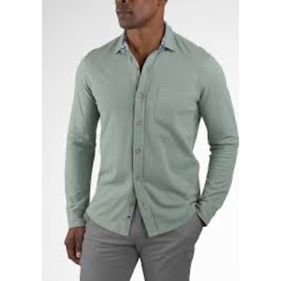 Tailor Vintage Other - Tailor Vintage Men’s Sage Green Long Sleeve Button-Up Shirt, Tropical Cuff Detai